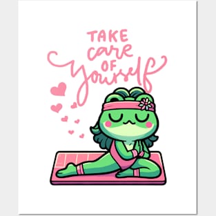 Yoga Frog - Take Care Of Yourself Posters and Art